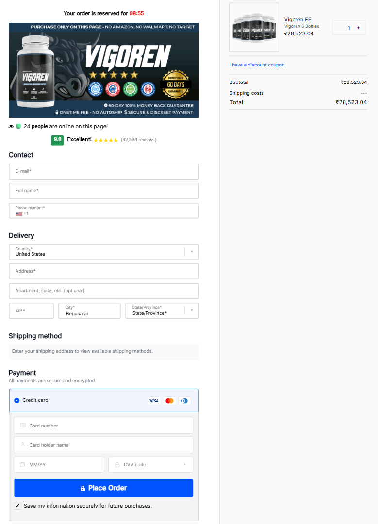 Vigoren order page